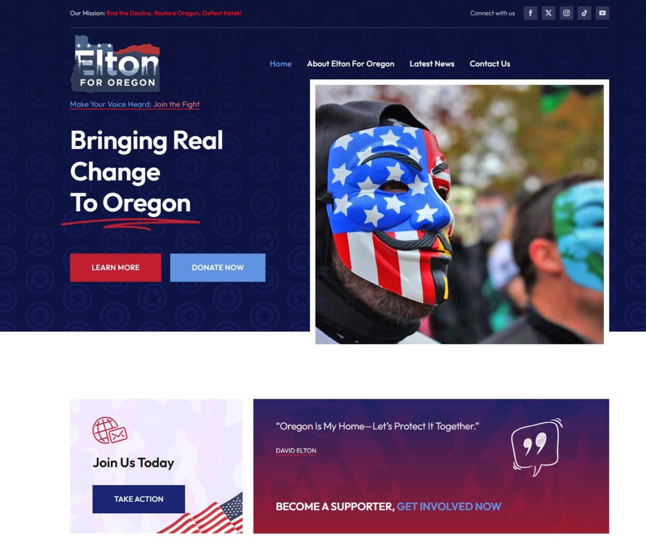 Elton For Oregon Website